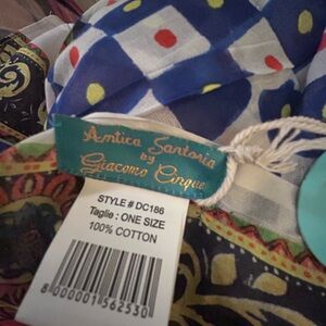 Antica Santoria Blue and White Patterned cotton wrap.